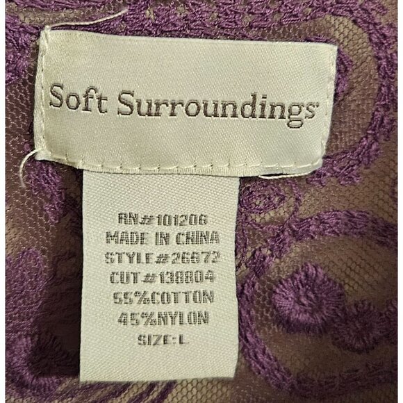 Soft Surrounding Woman SZ L Purple Paisley Lace Sheer Button Up Blouse Whimsical - Picture 6 of 7